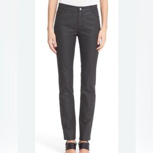 Lafayette 148 Black Thompson waxed denim faux leather look Straight Leg Jeans 20